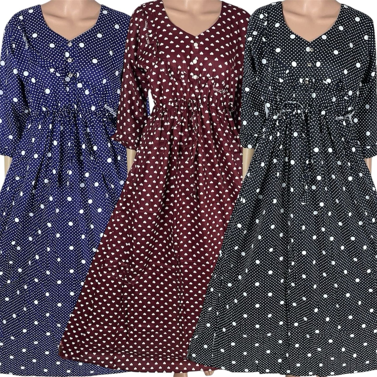 Cotton Print Maxi Dress for Casual Wear - Womenswear, Comfortable, Elegance, Drawstring Long Sleeve